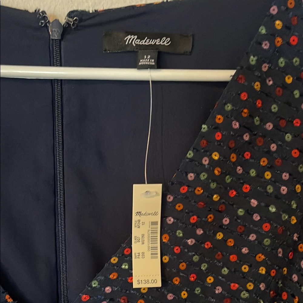 Madewell Chic Navy Blue Polka Dot Dress - Picture 4 of 9